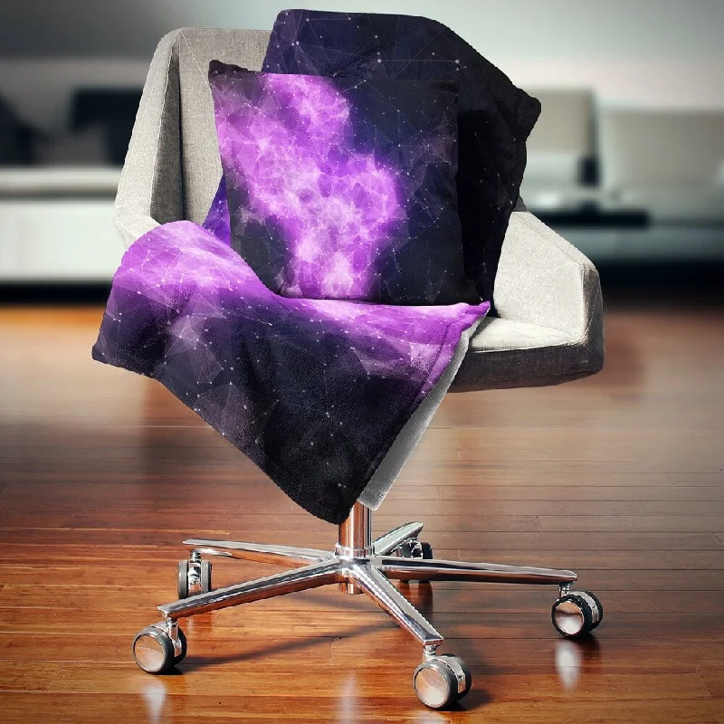 Wool blankets with natural warmth and insulationDesignart 'Fractal Violet Nebula' Contemporary Throw Blanket