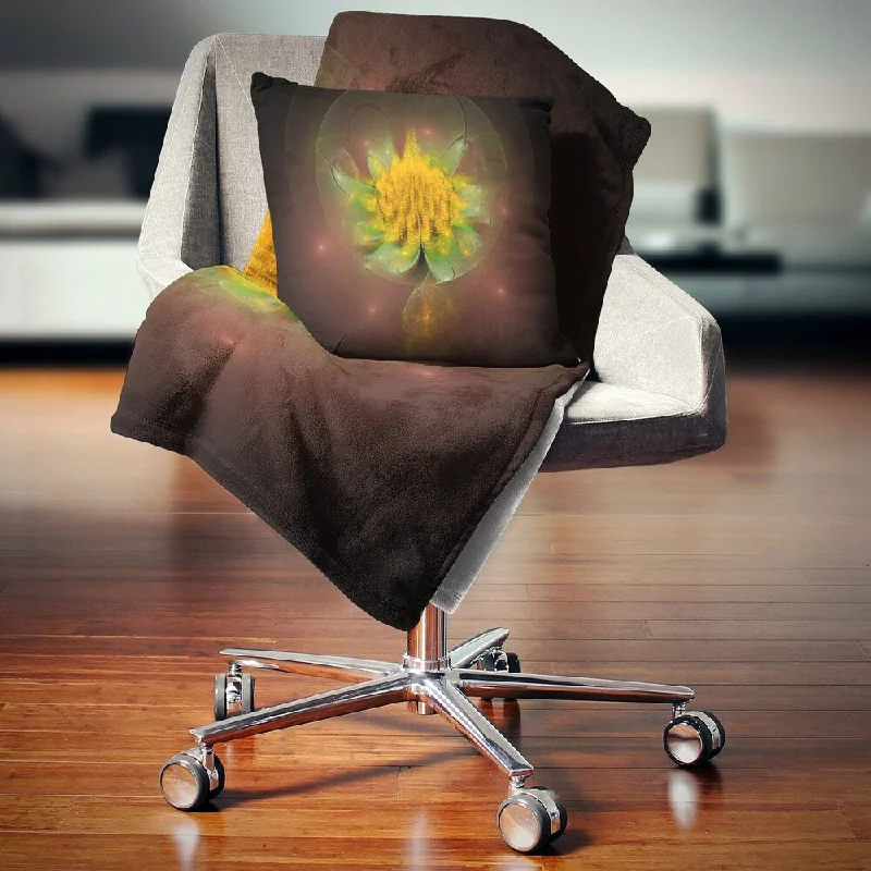 Queen - size blankets for standard - sized bedsDesignart 'Fractal Yellow Flower on Black' Floral Throw Blanket Queen - size blankets for standard - sized bedsDesignart 'Fractal Yellow Flower on Black' Floral Throw Blanket