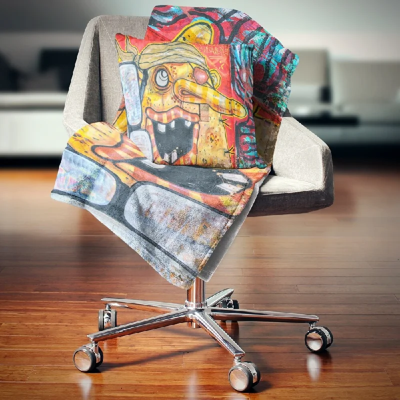 King - size blankets to cover large beds comfortablyDesignart 'Funny Street Art' Graffiti Throw Blanket King - size blankets to cover large beds comfortablyDesignart 'Funny Street Art' Graffiti Throw Blanket