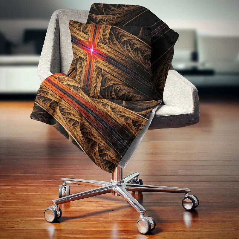 Silk blankets with a smooth and elegant touchDesignart 'Golden Fractal Cross Design' Abstract Throw Blanket