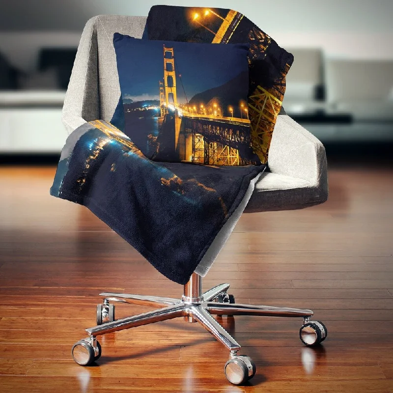 Bamboo fiber blankets with natural antibacterial propertiesDesignart 'Golden Gate at Night' Sea Bridge Throw Blanket