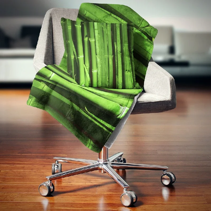 Fleece blankets for a cozy and plush textureDesignart 'Green Bamboo Forest' Floral Throw Blanket