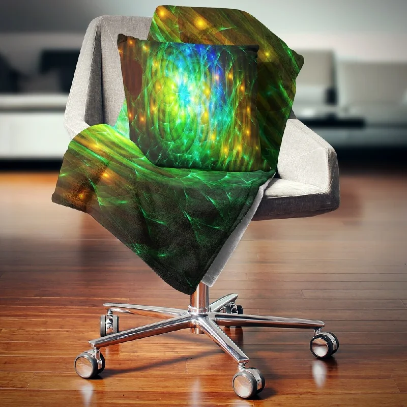 Synthetic fiber blend blankets for a budget - friendly choiceDesignart 'Green Fractal Symphony of Colors' Abstract Throw Blanket