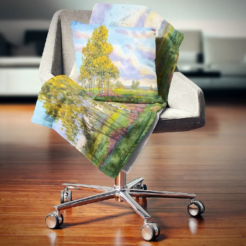 Recycled polyester blankets for an eco - conscious optionDesignart 'Green Trees in Evening' Landscape Photography Throw Blanket Recycled polyester blankets for an eco - conscious optionDesignart 'Green Trees in Evening' Landscape Photography Throw Blanket