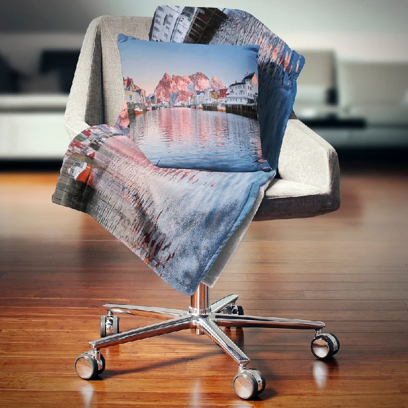 Acrylic blankets for a soft and affordable alternativeDesignart 'Henningsvaer on the Lofoten Norway' Modern Landscape Fleece Throw Blanket