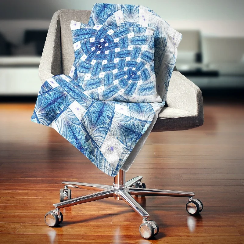 Mohair blankets with a unique sheen and softnessDesignart 'Large Blue Symmetrical Flower Design' Floral Throw Blanket