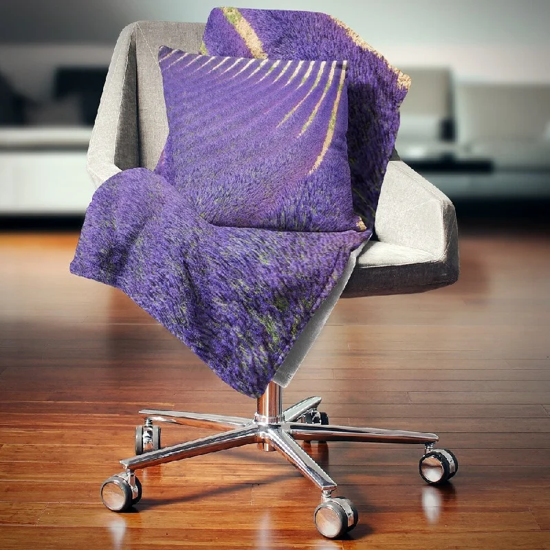 Microfiber blankets that are durable and easy to care forDesignart 'Lavender Blooming Fields as Texture' Landscape Wall Throw Blanket