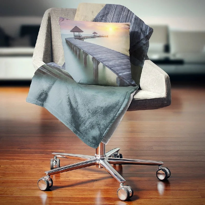 Microfiber blankets that are durable and easy to care forDesignart 'Long Wooden Bridge into the Sunrise' Pier Seascape Throw Blanket Microfiber blankets that are durable and easy to care forDesignart 'Long Wooden Bridge into the Sunrise' Pier Seascape Throw Blanket
