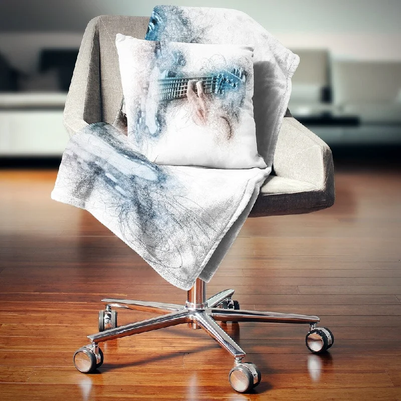 Linen blankets with a rustic and textured lookDesignart 'Man Playing A Guitar Watercolor' Contemporary Throw Blanket