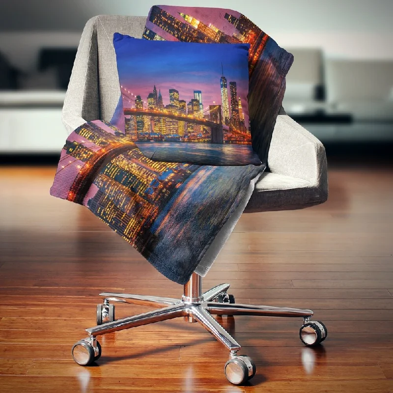 Rayon from bamboo blankets for a silky and breathable feelDesignart 'Manhattan with Lights and Reflections' Throw Blanket Rayon from bamboo blankets for a silky and breathable feelDesignart 'Manhattan with Lights and Reflections' Throw Blanket