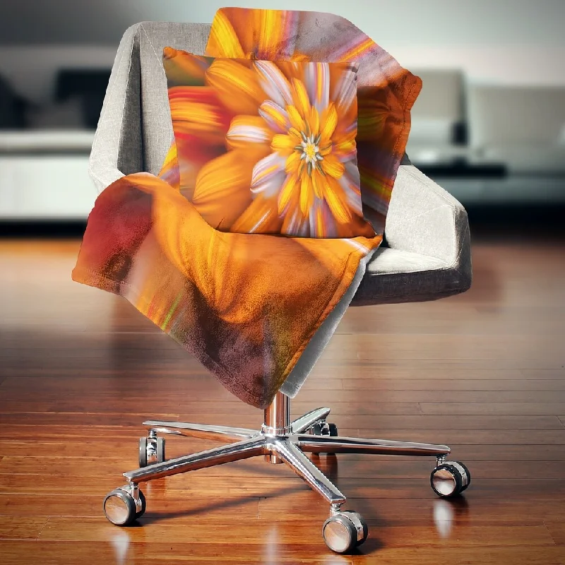 Wool blankets with natural warmth and insulationDesignart 'Massive Orange Fractal Flower' Floral Throw Blanket