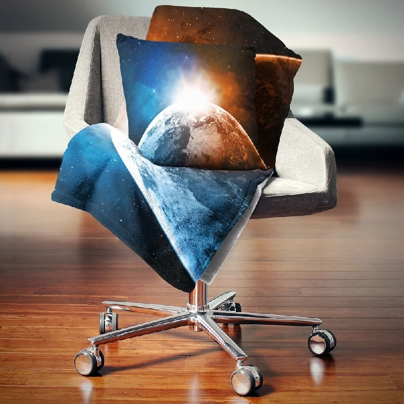 King - size blankets to cover large beds comfortablyDesignart 'Planet with Sunrise in Space' Contemporary Throw Blanket