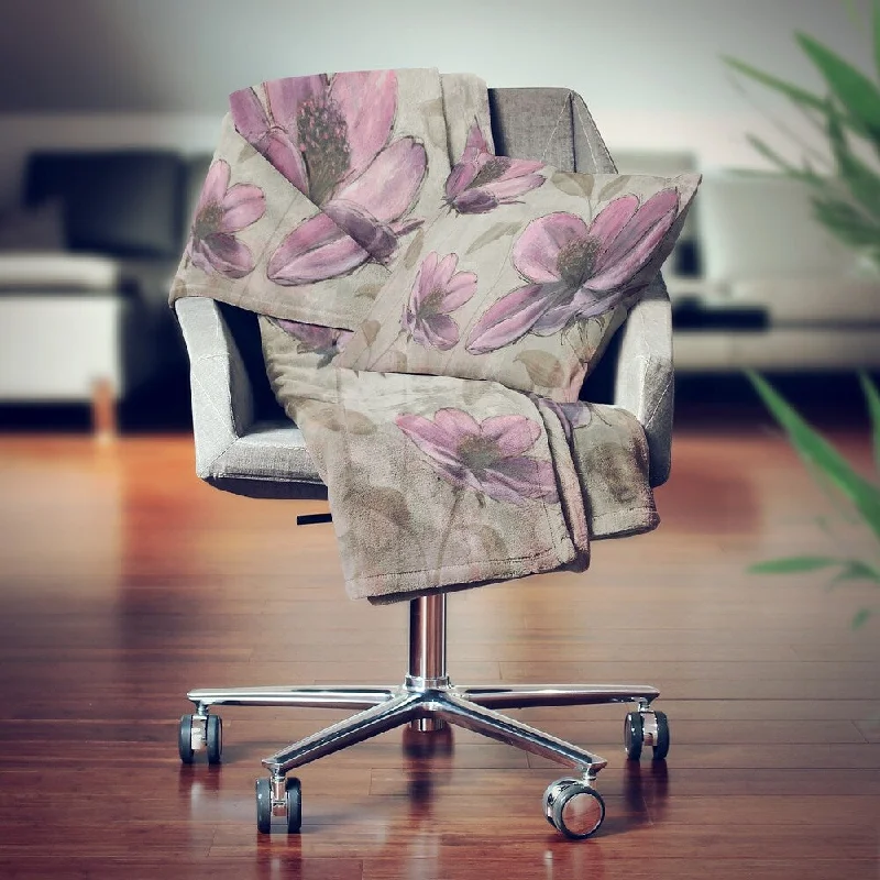 Recycled polyester blankets for an eco - conscious optionDesignart' Plum Cottage Flowers'Traditional Throw Blanket - 71x59