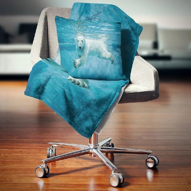 Microfiber blankets that are durable and easy to care forDesignart 'Polar Bear Swimming under Water' Animal Throw Blanket
