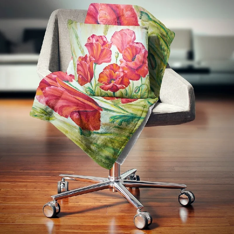 Cashmere blankets for ultimate softness and luxuryDesignart 'Poppies in Wheat' Floral Throw Blanket