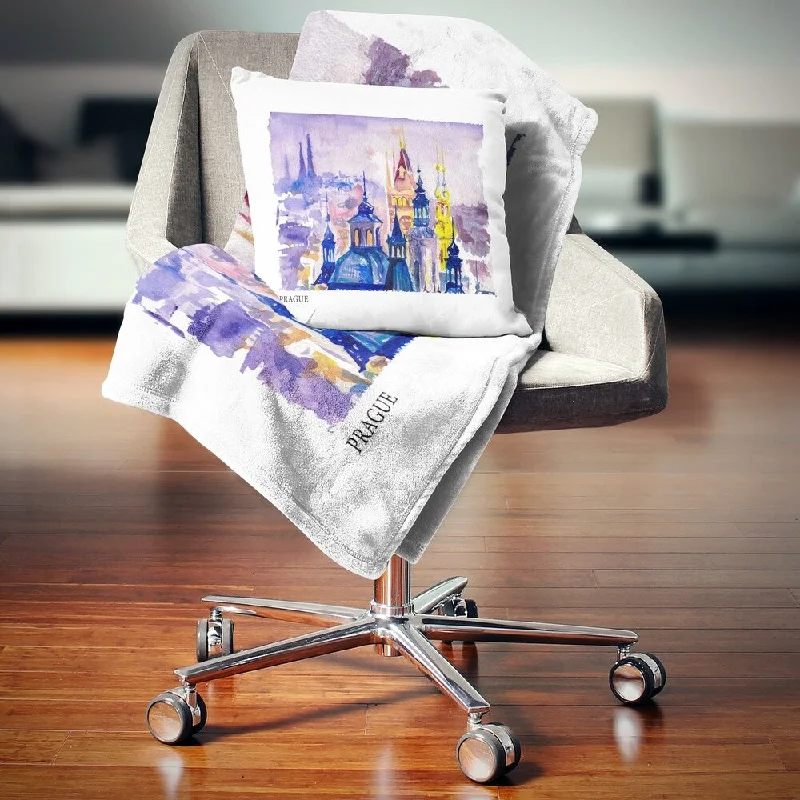 Cashmere blankets for ultimate softness and luxuryDesignart 'Prague Vector Illustration' Cityscape Throw Blanket