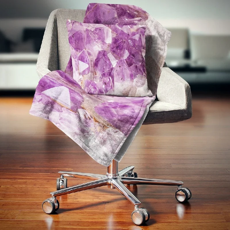 Recycled polyester blankets for an eco - conscious optionDesignart 'Purple Amethyst Macro' Abstract Throw Blanket Recycled polyester blankets for an eco - conscious optionDesignart 'Purple Amethyst Macro' Abstract Throw Blanket