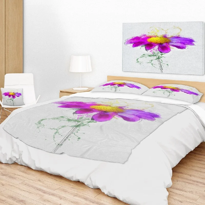 Recycled polyester blankets for an eco - conscious optionDesignart 'Purple Daisy Flower with Stem' Flowers Throw Blanketwork Recycled polyester blankets for an eco - conscious optionDesignart 'Purple Daisy Flower with Stem' Flowers Throw Blanketwork