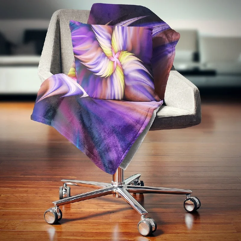 Linen blankets with a rustic and textured lookDesignart 'Purple Yellow Rotating Flower' Floral Throw Blanket Linen blankets with a rustic and textured lookDesignart 'Purple Yellow Rotating Flower' Floral Throw Blanket