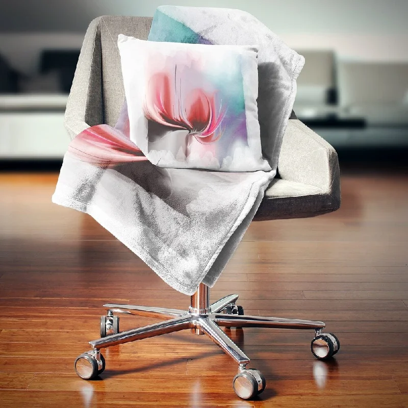 Fleece blankets for a cozy and plush textureDesignart 'Red Abstract Flower Illustration' Floral Throw Blanket