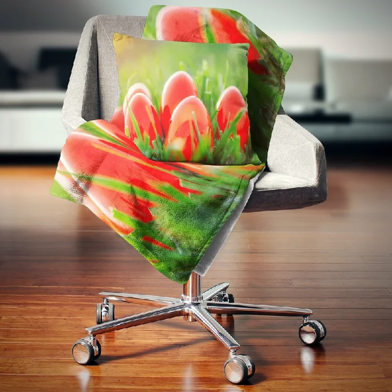 Mohair blankets with a unique sheen and softnessDesignart 'Red Easter Eggs in Green Grass' Landscape Photography Throw Blanket Mohair blankets with a unique sheen and softnessDesignart 'Red Easter Eggs in Green Grass' Landscape Photography Throw Blanket