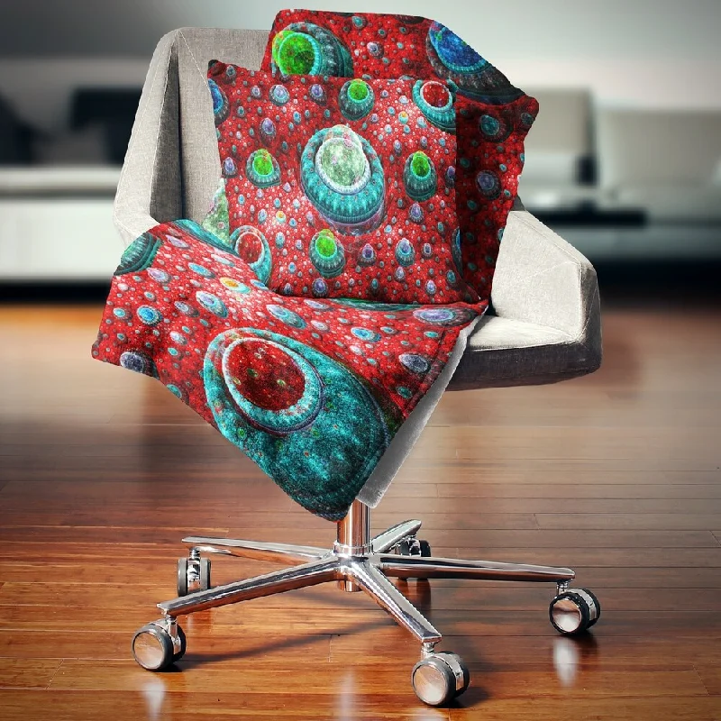 Queen - size blankets for standard - sized bedsDesignart 'Red Fractal Exotic Planet' Abstract Throw Blanket