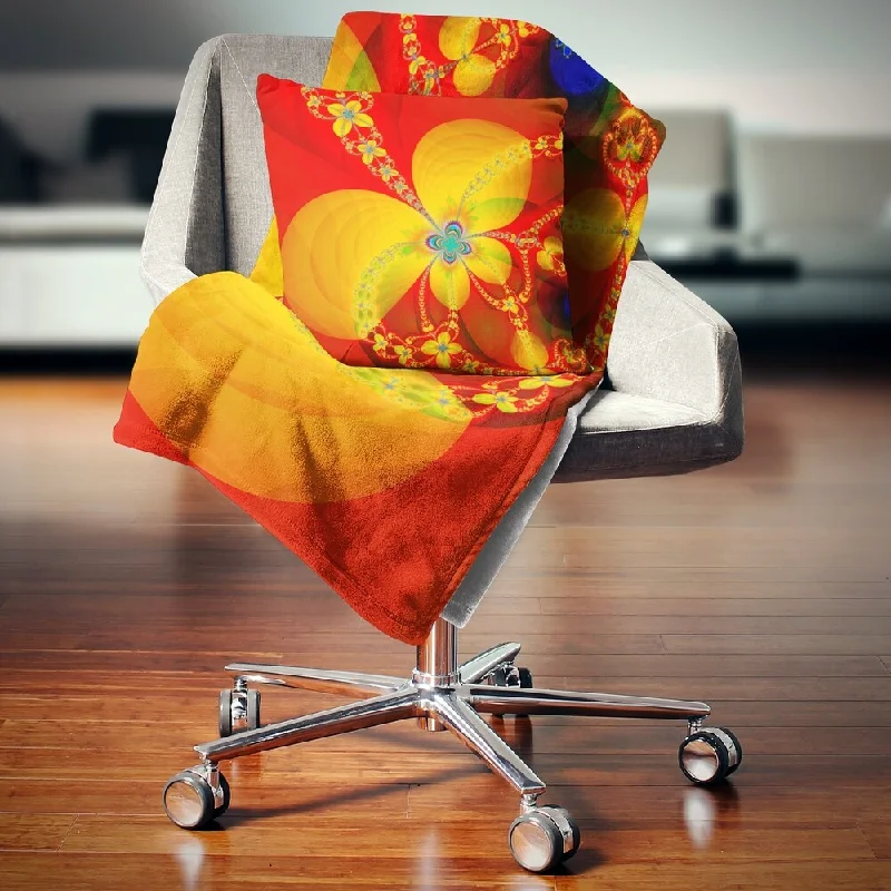 Mohair blankets with a unique sheen and softnessDesignart 'Red Yellow Colorful Fractal Pattern' Floral Throw Blanket