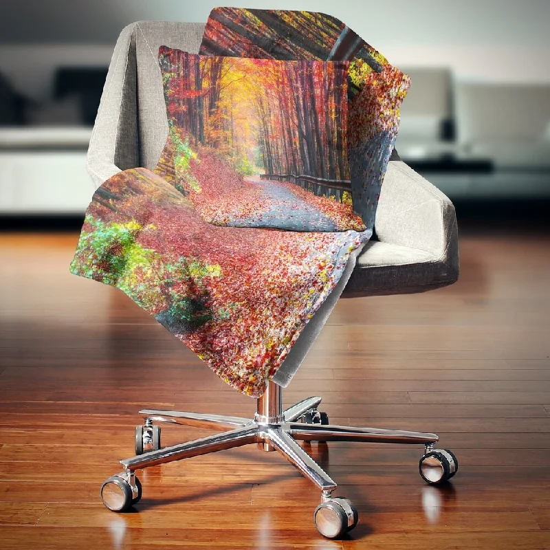 Microfiber blankets that are durable and easy to care forDesignart 'Road in Beautiful Autumn Forest' Modern Forest Throw Blanket Microfiber blankets that are durable and easy to care forDesignart 'Road in Beautiful Autumn Forest' Modern Forest Throw Blanket