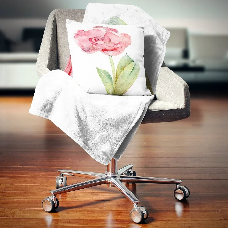 Linen blankets with a rustic and textured lookDesignart 'Single Pink Tulip on White Background' Flower Throw Blanket Linen blankets with a rustic and textured lookDesignart 'Single Pink Tulip on White Background' Flower Throw Blanket