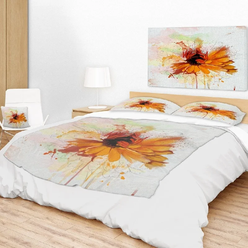 Linen blankets with a rustic and textured lookDesignart 'Sunflower Drawing with Paint Splashes' Floral Throw Blanket Linen blankets with a rustic and textured lookDesignart 'Sunflower Drawing with Paint Splashes' Floral Throw Blanket