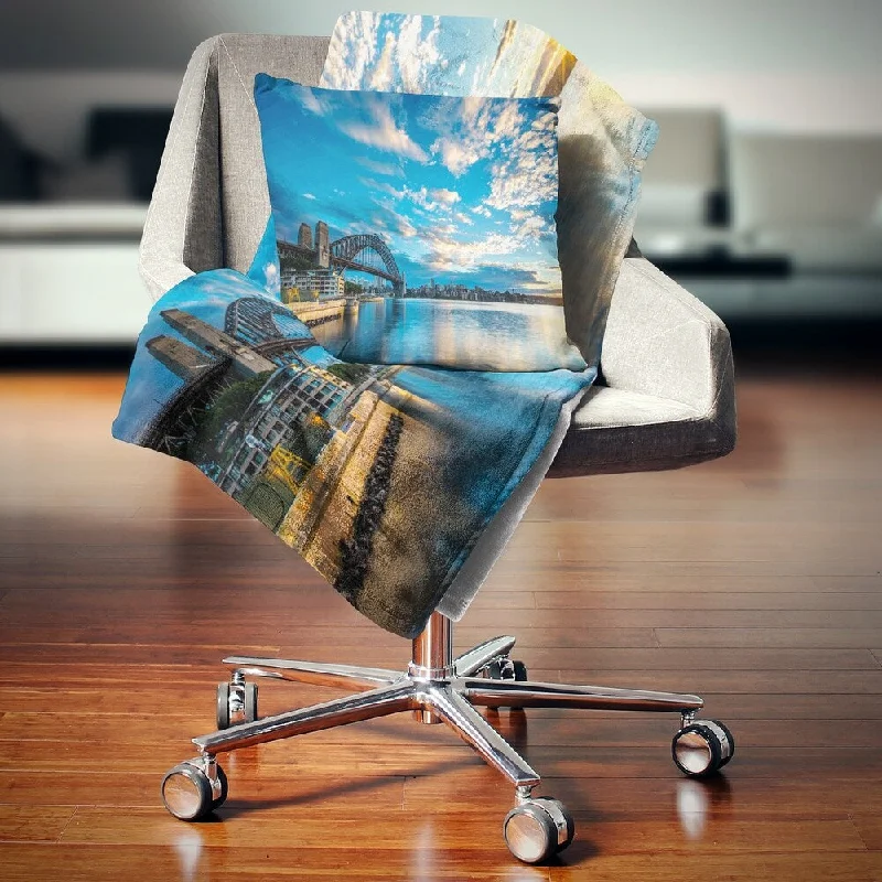 Cashmere blankets for ultimate softness and luxuryDesignart 'Sunrise from Sydney Harbor Bridge' Seashore Throw Blanket