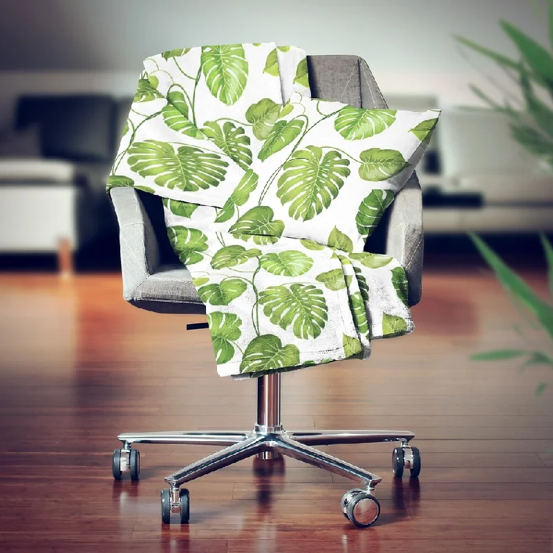 Rayon from bamboo blankets for a silky and breathable feelDesignart' Tropical Palm Leaves II' Modern Throw Blanket - 71x59