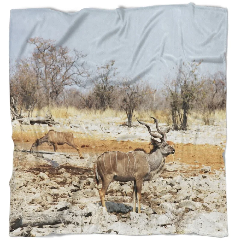 Wool blankets with natural warmth and insulationDesignart 'Two Smart Wildebeests in Jungle' Landscape Fleece Throw Blanket