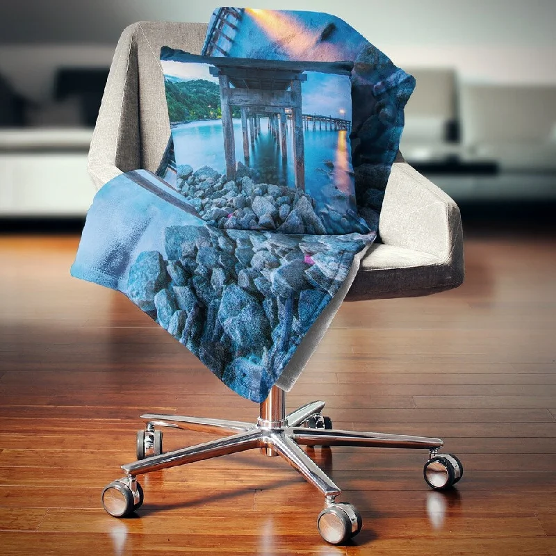 Mohair blankets with a unique sheen and softnessDesignart 'Under Wood Bridge at Twilight' Sea Bridge Throw Blanket