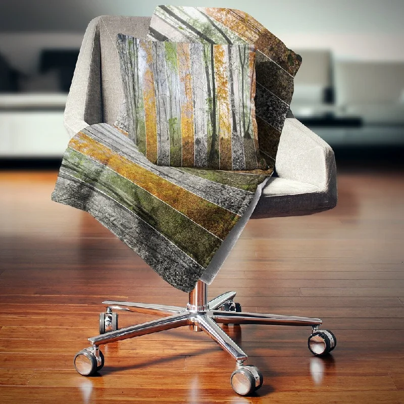 Queen - size blankets for standard - sized bedsDesignart 'Wood Panorama Changing Seasons' Landscape Fleece Throw Blanket
