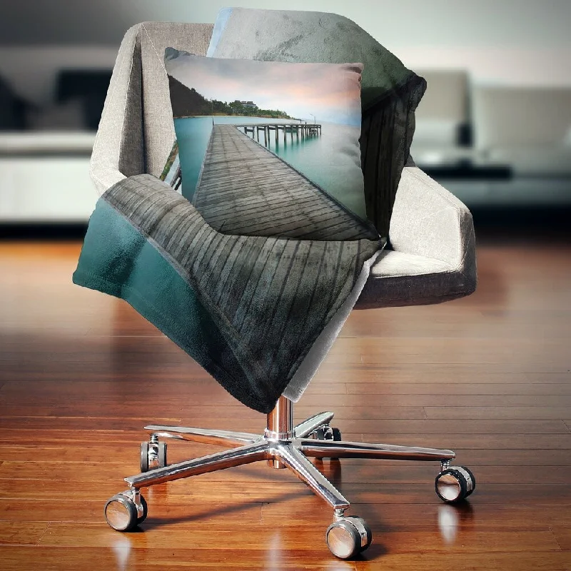 Acrylic blankets for a soft and affordable alternativeDesignart 'Wooden Bridge into Blue Sea' Modern Throw Blanket Acrylic blankets for a soft and affordable alternativeDesignart 'Wooden Bridge into Blue Sea' Modern Throw Blanket