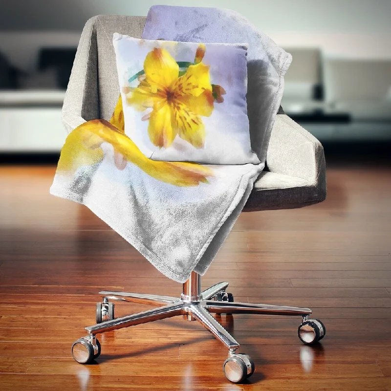 Synthetic fiber blend blankets for a budget - friendly choiceDesignart 'Yellow Lily Hand drawn Flower' Floral Throw Blanket Synthetic fiber blend blankets for a budget - friendly choiceDesignart 'Yellow Lily Hand drawn Flower' Floral Throw Blanket