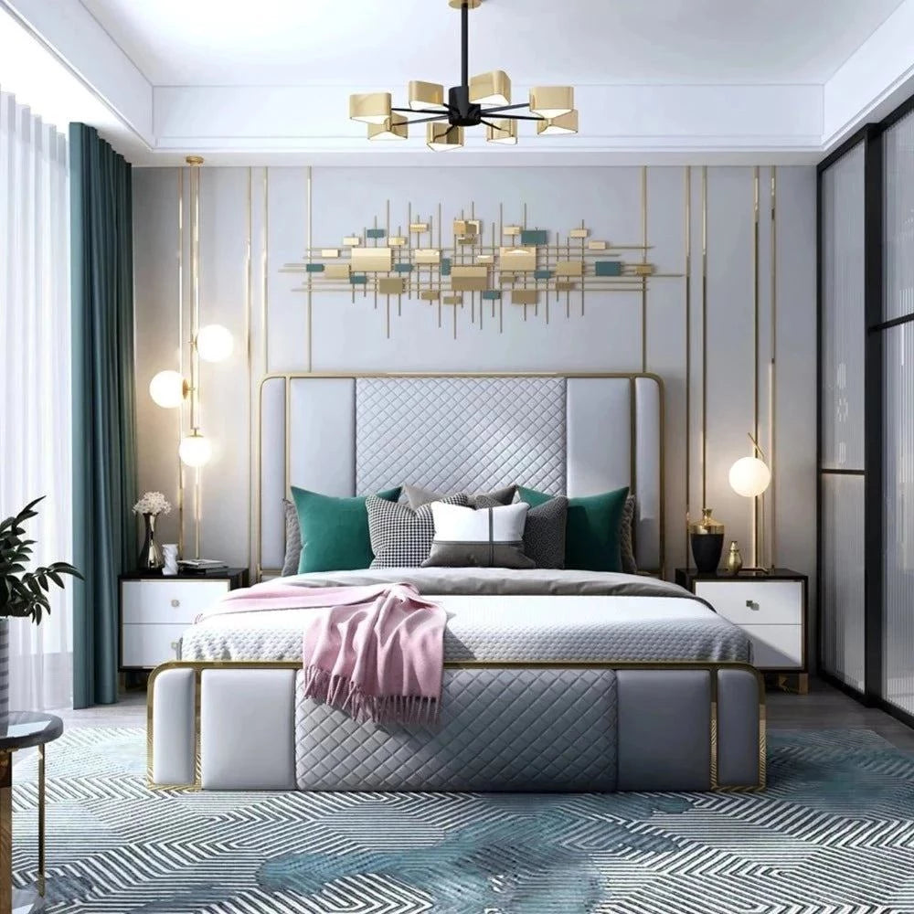 King - size mattresses for spacious master bedroomsMatrix Upholstered Luxury Bed With Storage in Leatherette