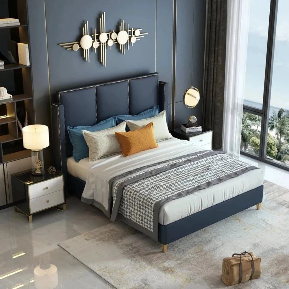 Polyester - foam mattresses for budget - friendly optionsMexican Upholstered Luxury Bed With Storage In Blue Leatherette Polyester - foam mattresses for budget - friendly optionsMexican Upholstered Luxury Bed With Storage In Blue Leatherette