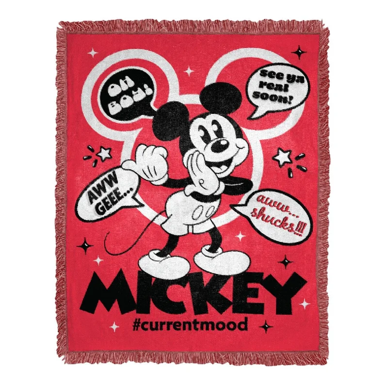 Recycled polyester blankets for an eco - conscious optionMickey Mouse Aww Shucks Jacquard Throw Recycled polyester blankets for an eco - conscious optionMickey Mouse Aww Shucks Jacquard Throw