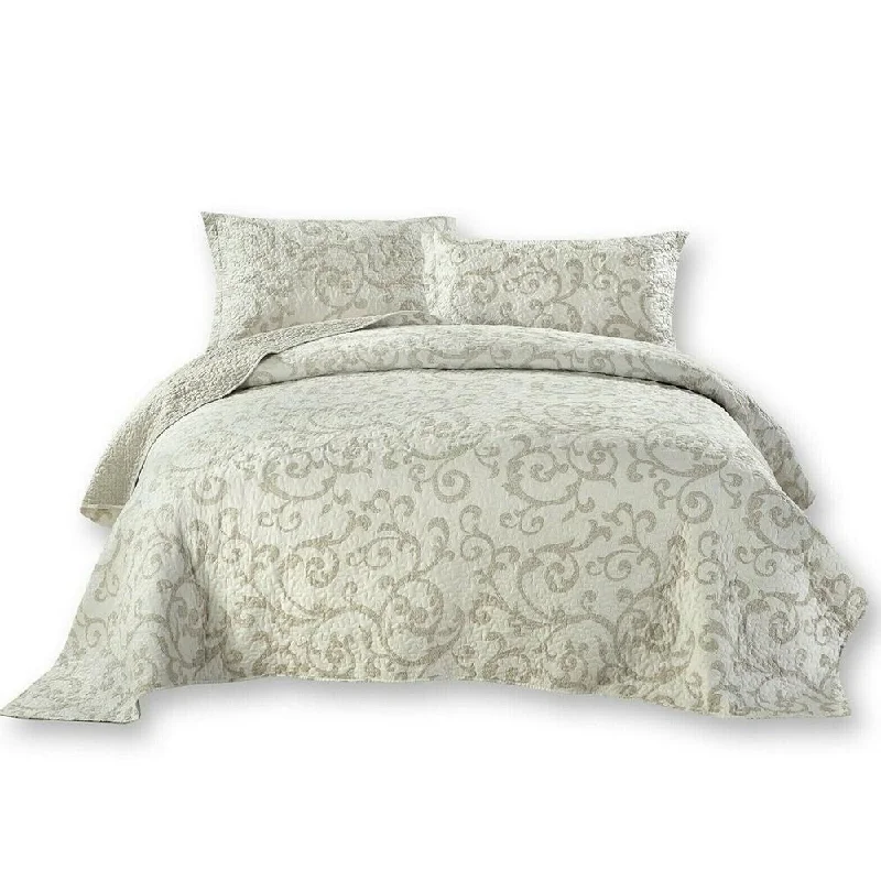 Microfiber blankets that are durable and easy to care forQueen Cottage Floral Freesia Elegant Coverlet Bedspread Set White