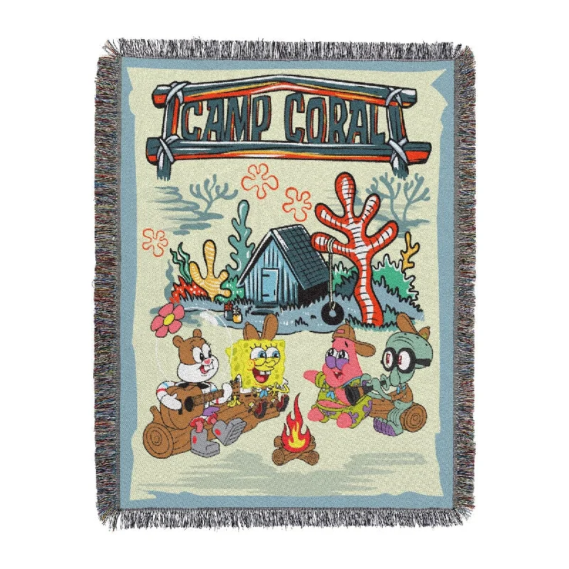 Queen - size blankets for standard - sized bedsSpongebob Squarepants Spongebob Squarepants Camp Coral Woven Tapestry Throw