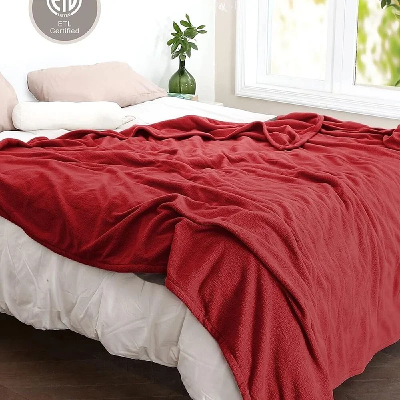 Synthetic fiber blend blankets for a budget - friendly choiceTwin Size Electric Heated Blanket Fleece Warm Bedding Garnet Red Synthetic fiber blend blankets for a budget - friendly choiceTwin Size Electric Heated Blanket Fleece Warm Bedding Garnet Red
