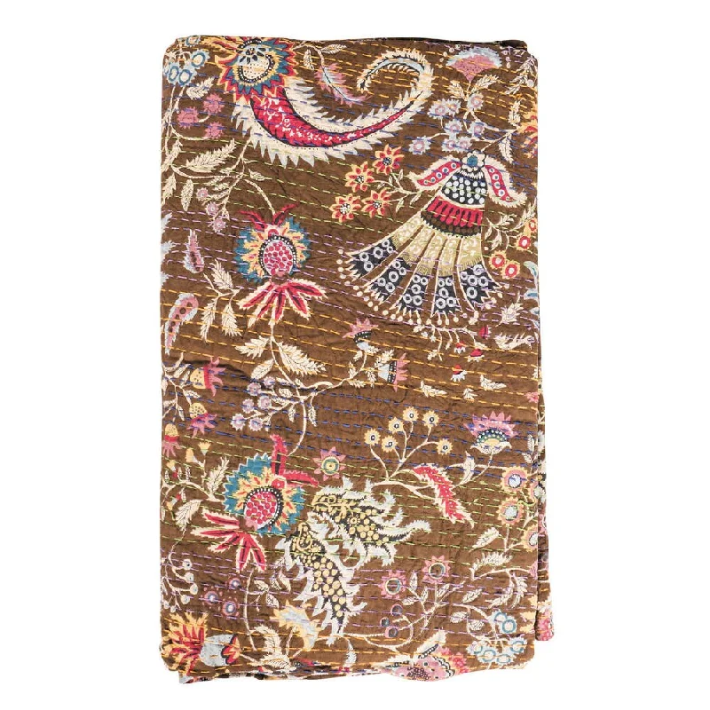 Cotton blankets for breathability and a lightweight feelVintage Kantha Indian Handmade Brown Floral Throw Bedspread (India) Cotton blankets for breathability and a lightweight feelVintage Kantha Indian Handmade Brown Floral Throw Bedspread (India)